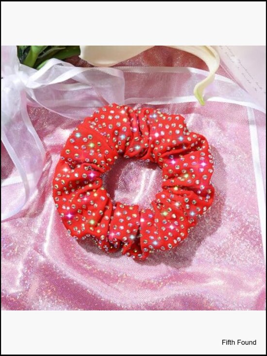 6 Pcs Sparkly Rhinestone Scrunchies Cheerleading Hair Ties